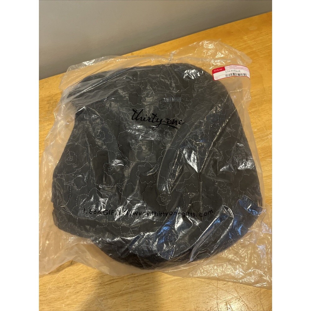 Thirty-One 5th Avenue Black Quilted Poppy Hobo Purse Shoulder Bag Black Floral